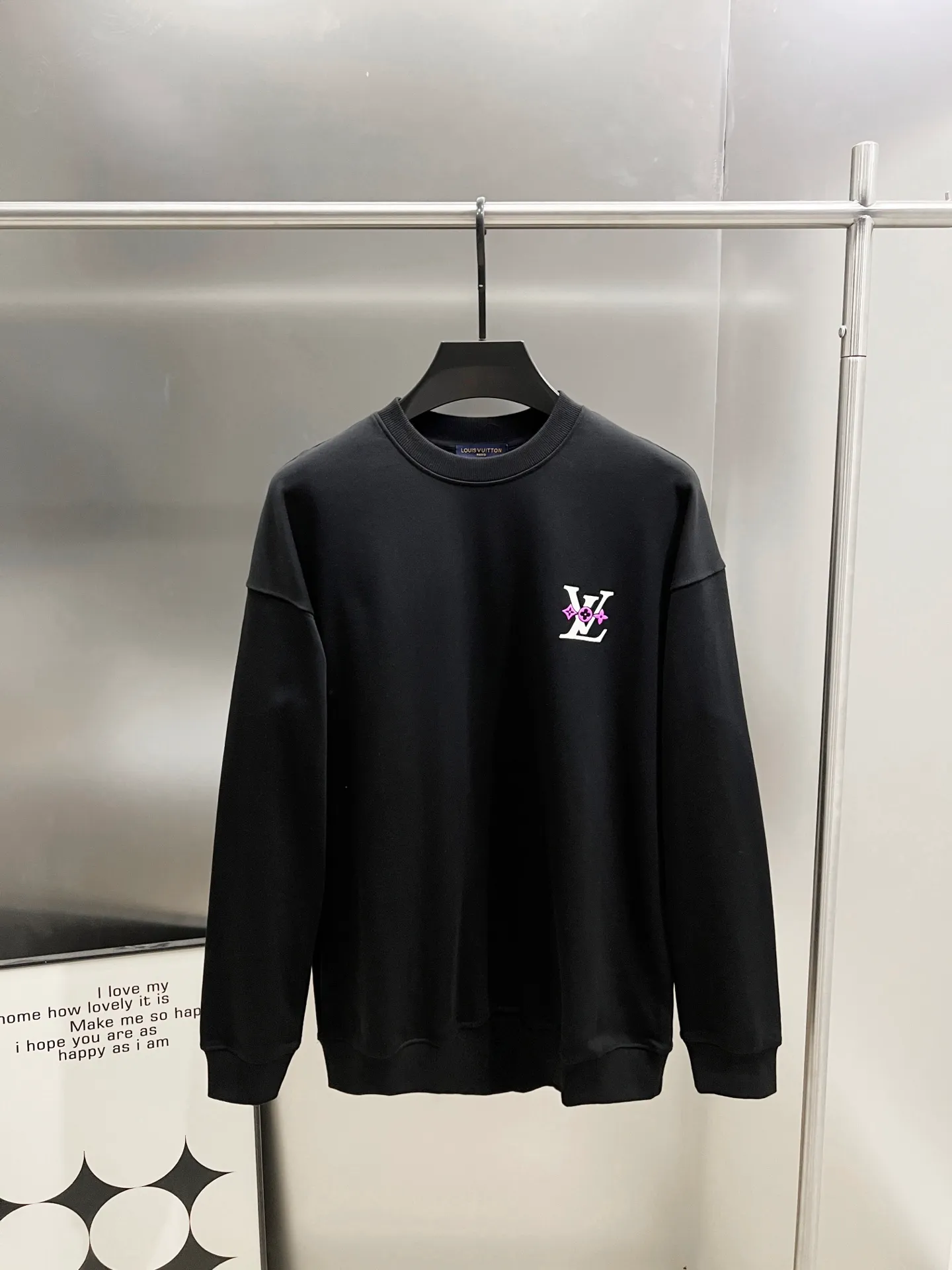 🅿️260 1v Louis* 2025 autumn and winter new style Customized double yarn fabric round neck long-sleeved sweatshirt Classic letter foam technology + three-dimensional silicone design High-end version! The same loose version for men and women S M L XL XXL five sizes color black white
